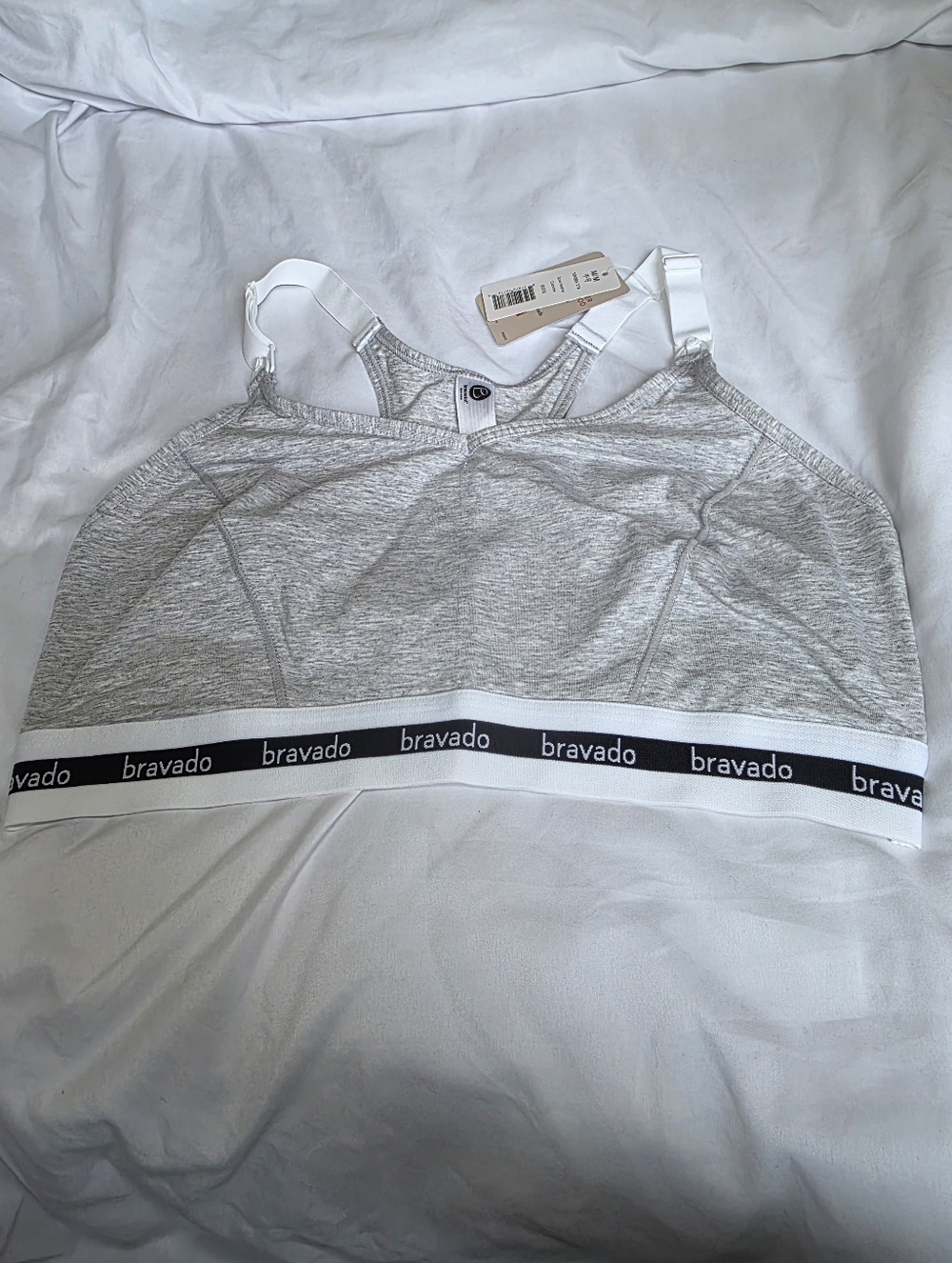 Bravado Heather Gray Nursing/Maternity Bra with White Accents Size Medium NWT
